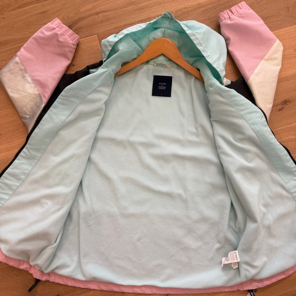 Women's Colorblock fleece lined Jacket - Black, Silver, Mint, Pink - Size Large - Picture 7 of 8